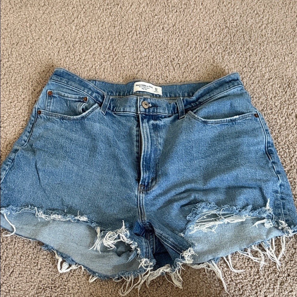 Abercrombie & Fitch Distressed Blue Jean Shorts